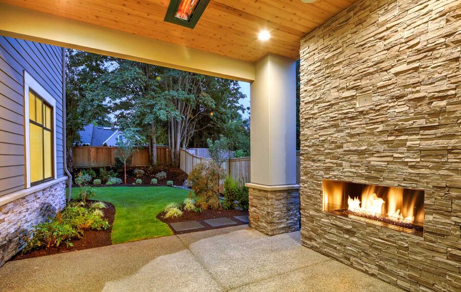Outdoor fireplace built by Texas Patios Plus in south DFW