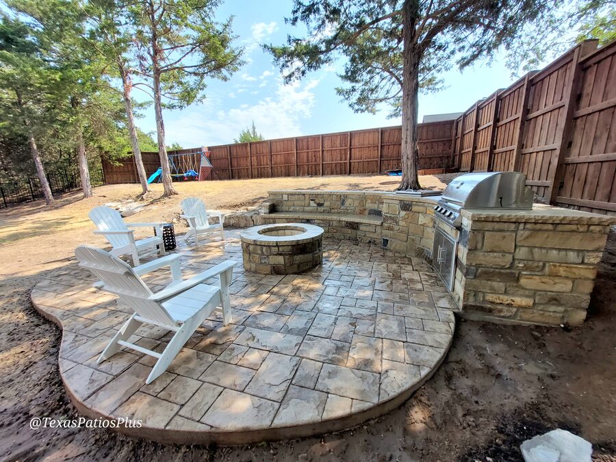 Outdoor fireplace built by Texas Patios Plus in south DFW