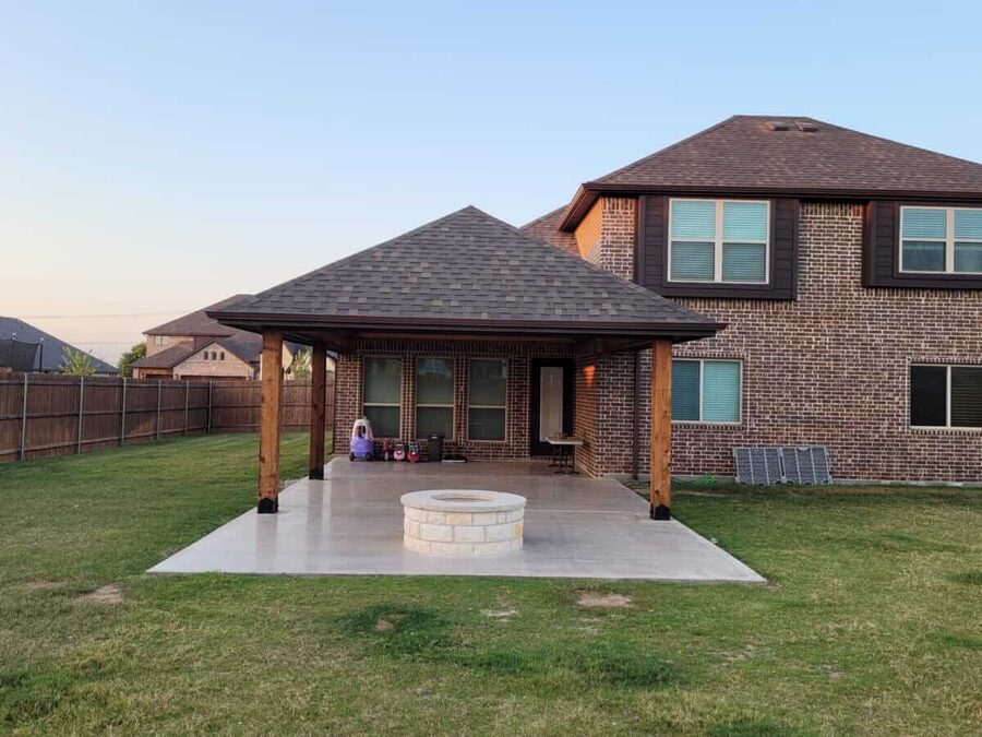 Outdoor fireplace built by Texas Patios Plus in south DFW
