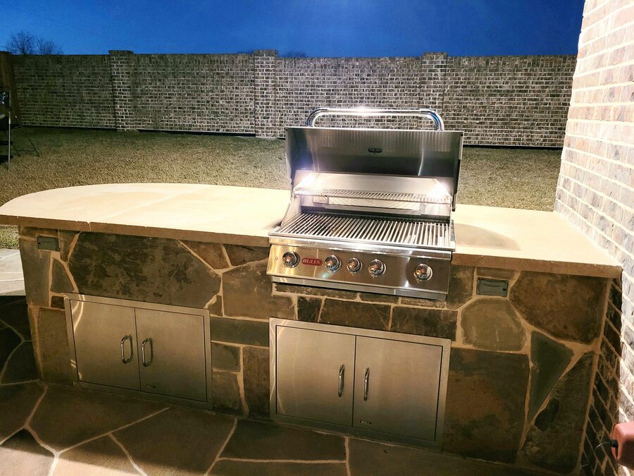 Custom outdoor kitchen built by Texas Patios Plus in south DFW