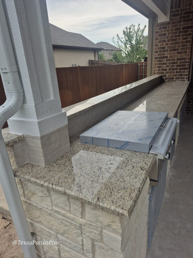 Custom outdoor kitchen built by Texas Patios Plus in south DFW